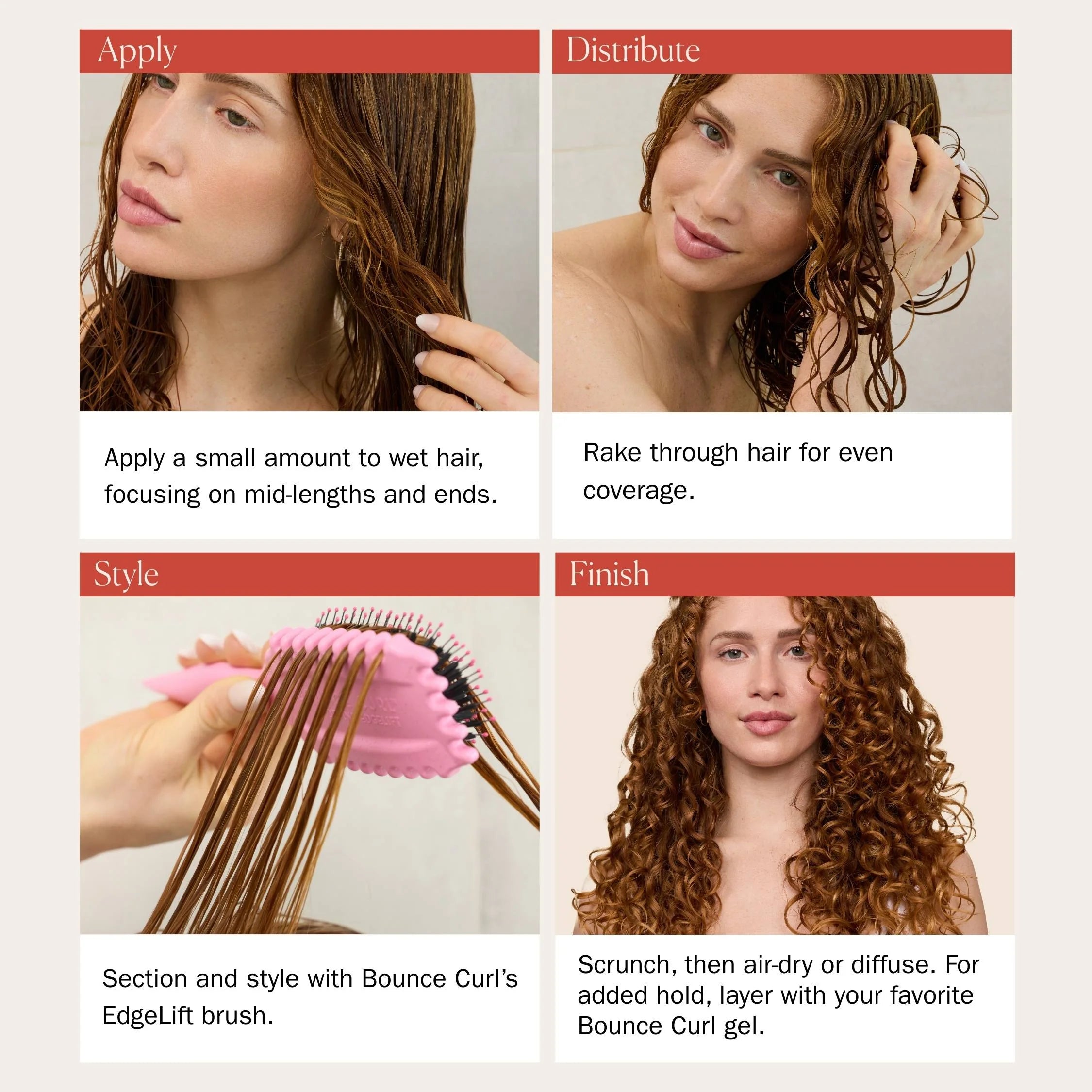 Bounce Curl Hydra-Lite Styling Cream - how to use application guide