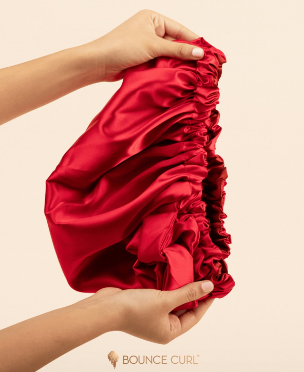 Bounce Curl Reversible Satin Hair Bonnet - Red