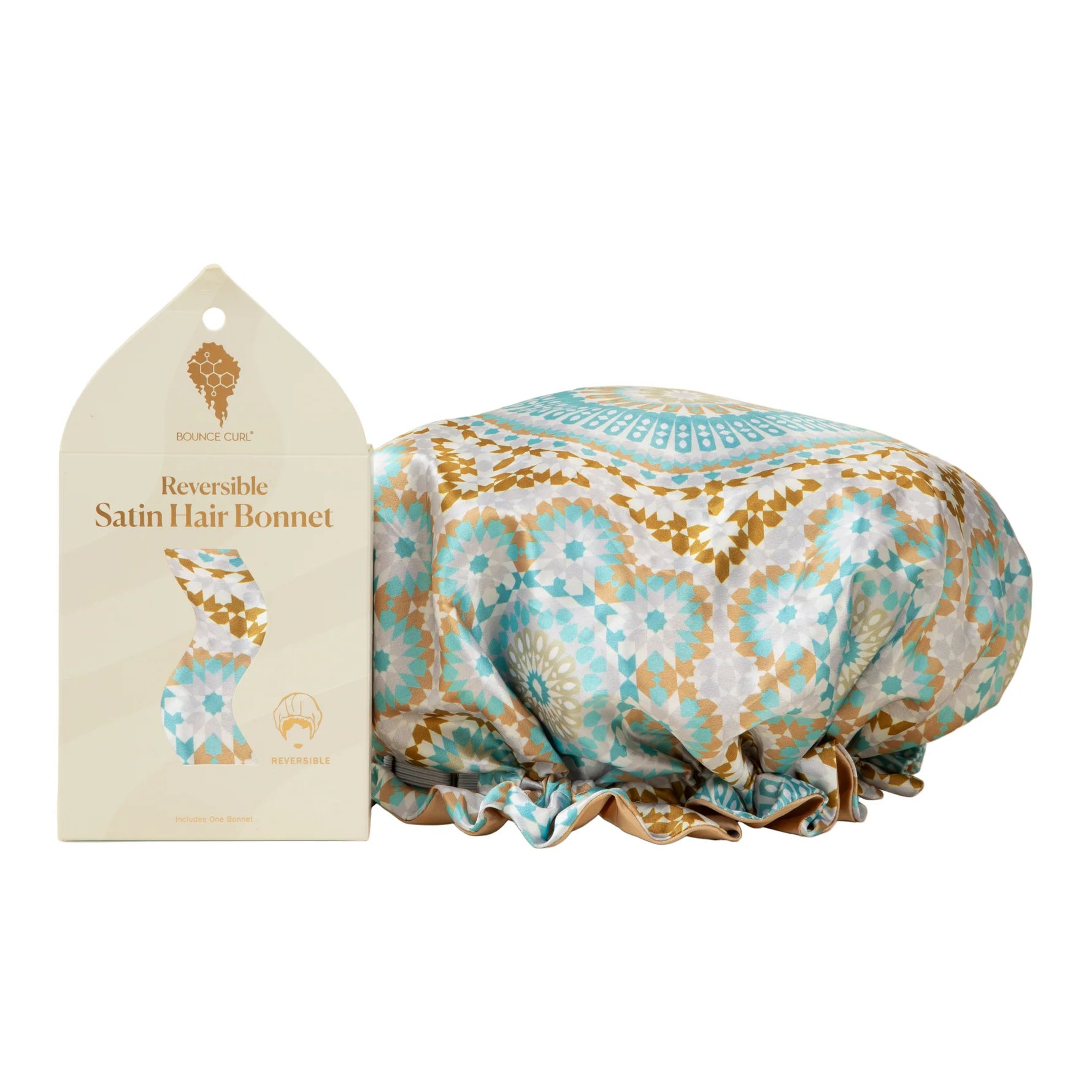 Bounce Curl Reversible Satin Hair Bonnet - Teal