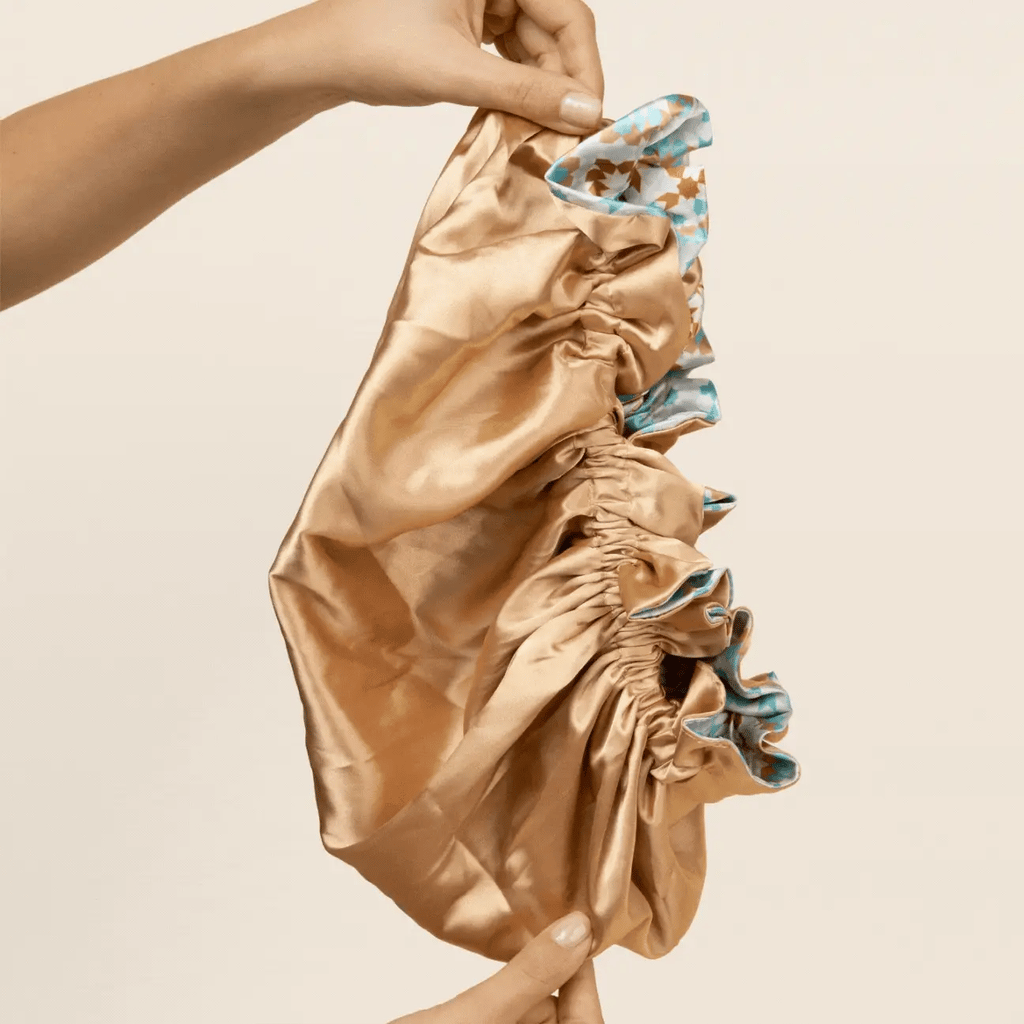 Bounce Curl Reversible Satin Hair Bonnet - Teal - Reverse Colour