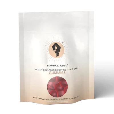 Bounce Curl Vegan Collagen Boosting Hair & Skin Gummies - strawberry flavour front of bag